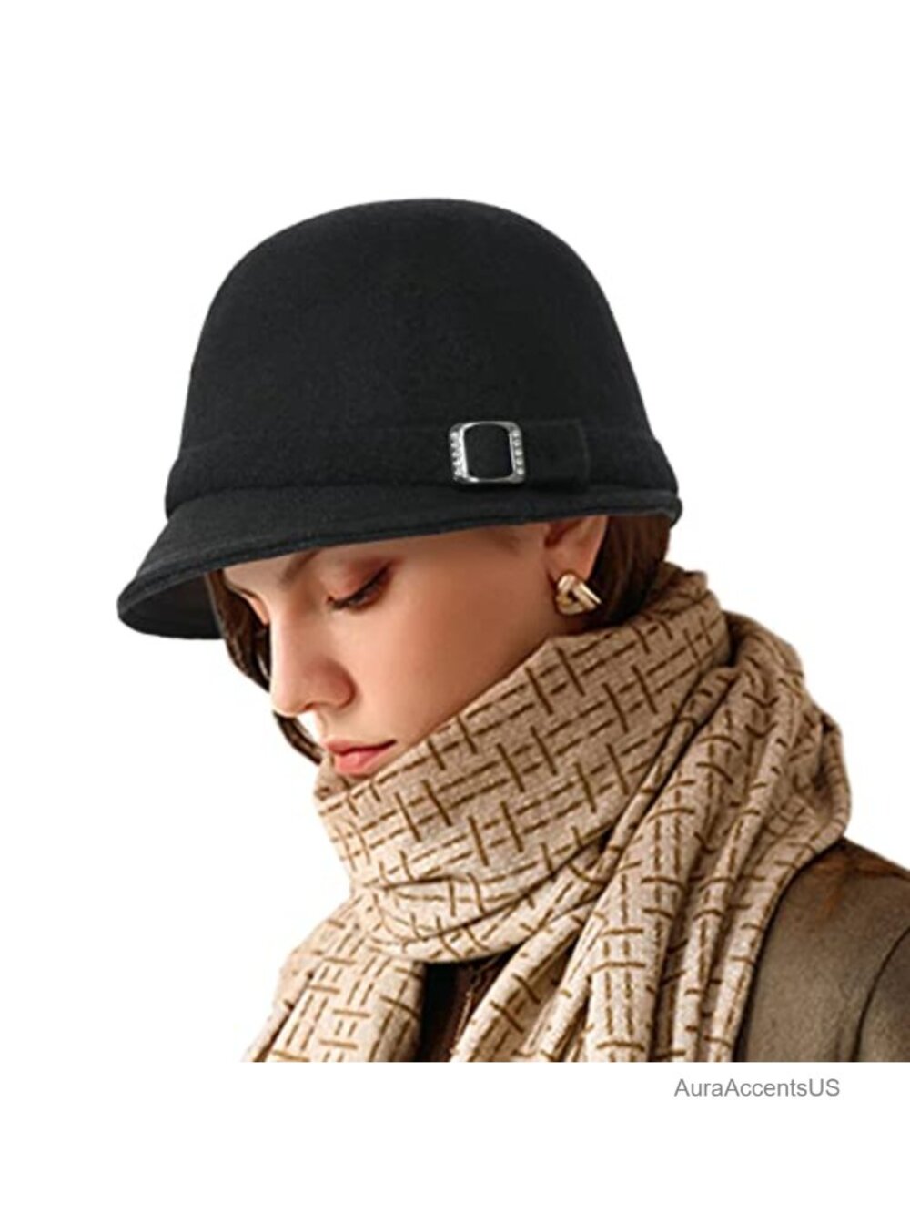 100% Wool Bucket Hat Vintage Cloche Fedora for Women Church Derby Dress